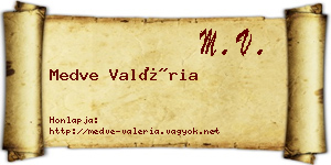 Medve Valéria névjegykártya